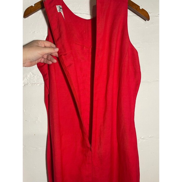 Vintage Jennifer Eden Red Sleeveless Maxi Dress Faux Button Slit High Neck 90s - Picture 11 of 16